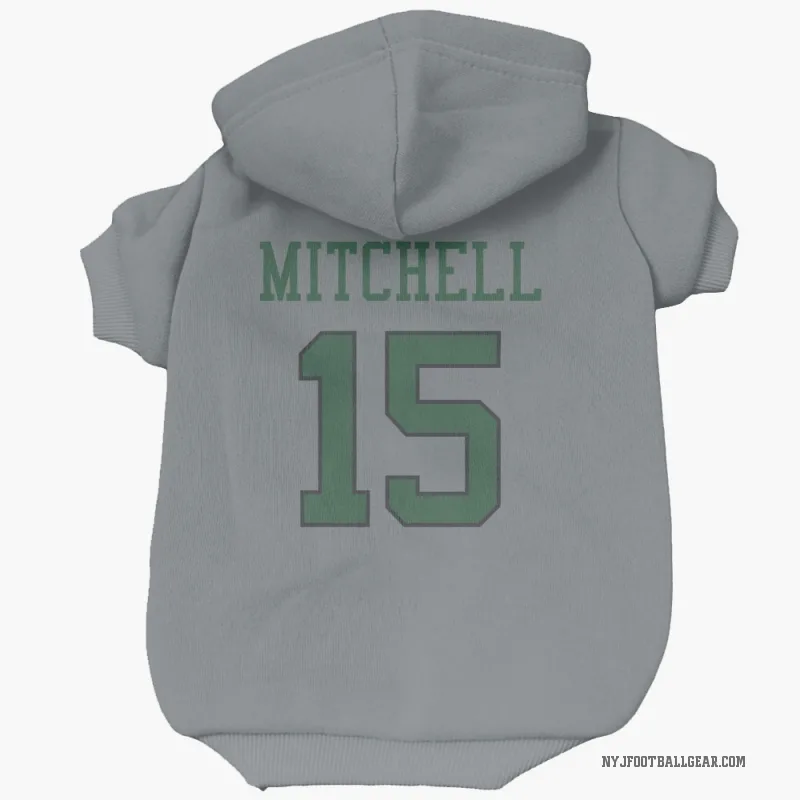 Adonai Mitchell  Gray New York Jets  Cat & Dog Pet Hoodie