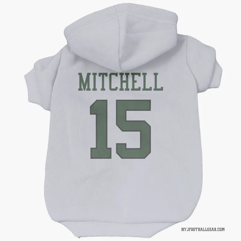Adonai Mitchell  White New York Jets  Cat & Dog Pet Hoodie