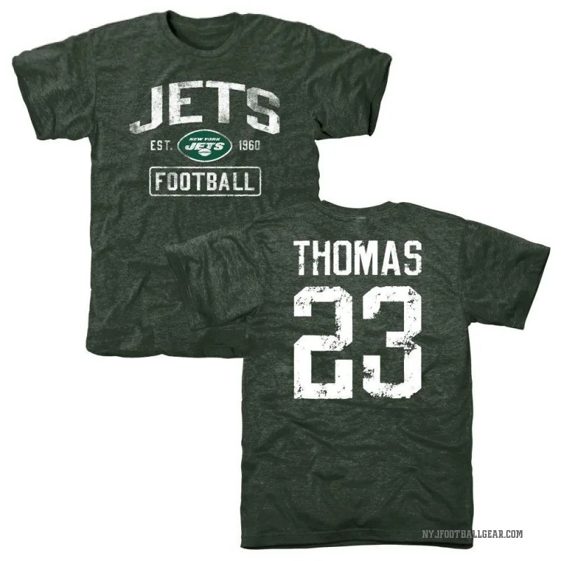 Azareye'h Thomas Men's Green New York Jets Distressed T-Shirt