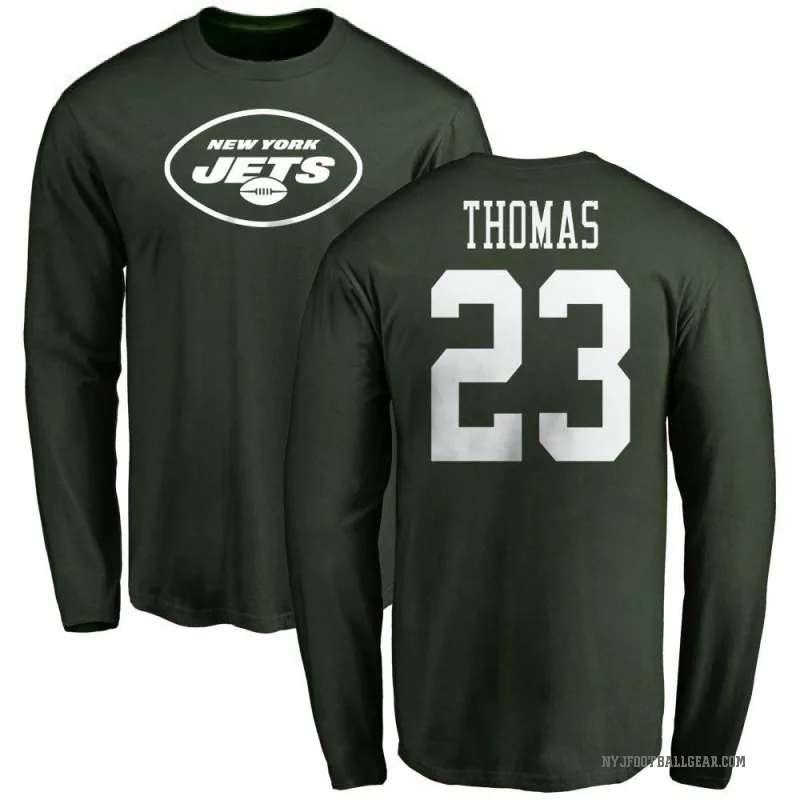 Azareye'h Thomas Men's Green New York Jets Logo Long Sleeve T-Shirt -