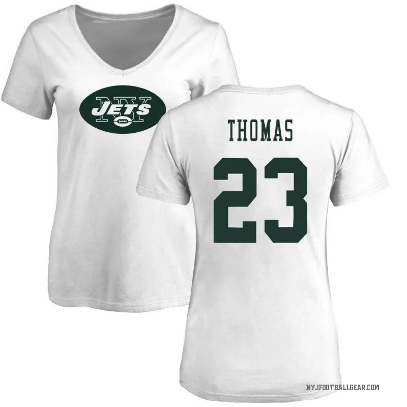 Azareye'h Thomas Women's White New York Jets Logo Slim Fit T-Shirt -