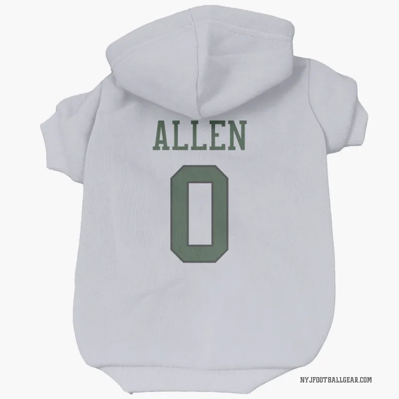 Braelon Allen  White New York Jets  Cat & Dog Pet Hoodie