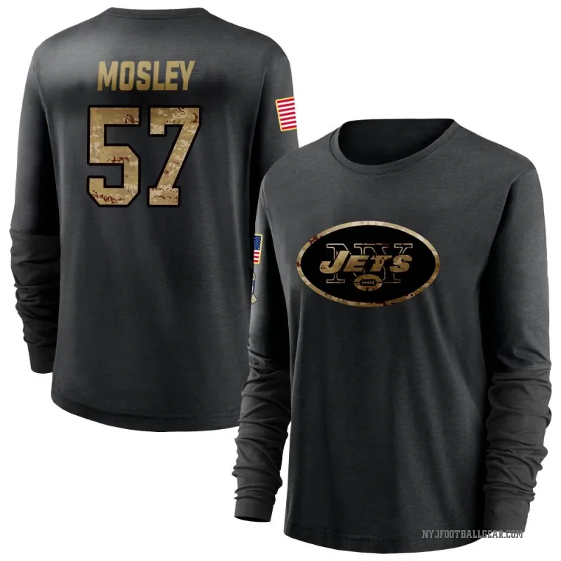 C.J. Mosley Women's Black New York Jets 2020 Salute To Service Sideline Performance Long Sleeve T-Shirt