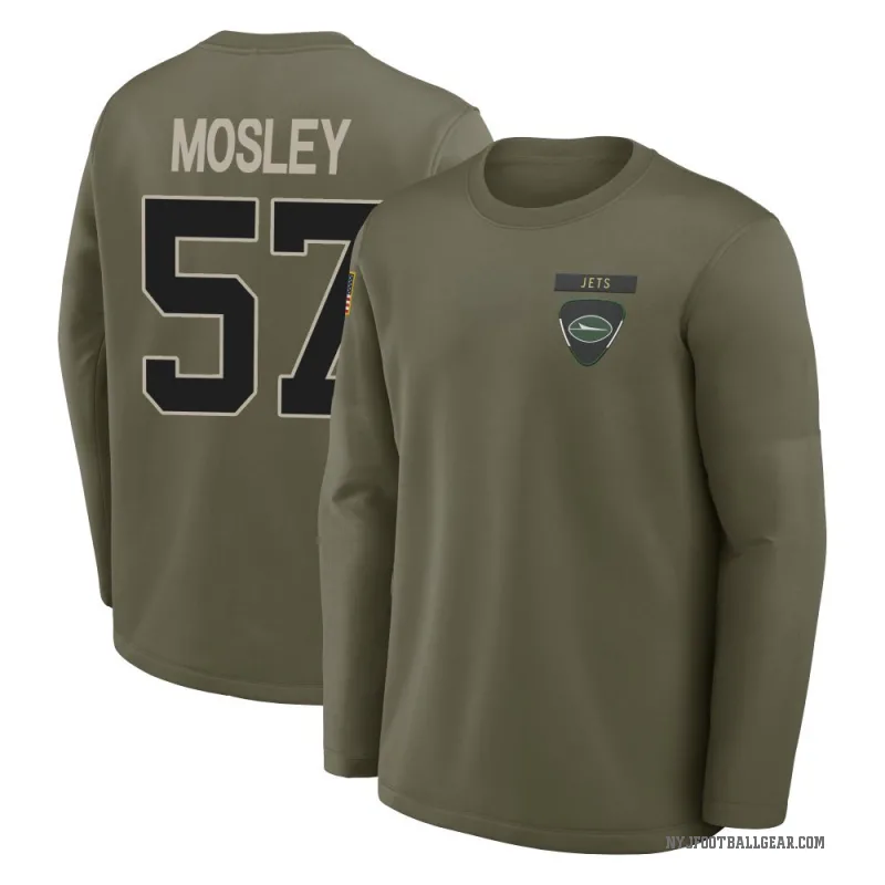 C.J. Mosley Youth Olive New York Jets 2025 Salute to Service Sideline Coaches Long Sleeve T-Shirt