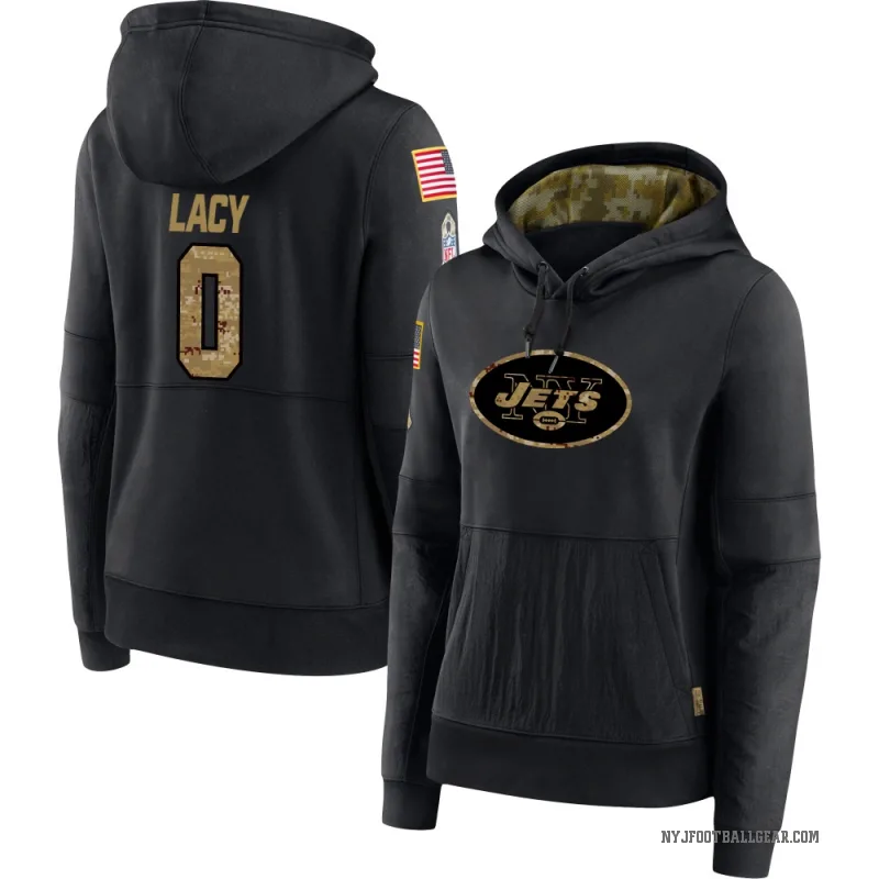 Caullin Lacy Women's Black New York Jets 2020 Salute to Service Sideline Performance Pullover Hoodie