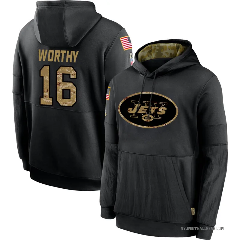 Chandler Worthy Men's Black New York Jets 2020 Salute to Service Sideline Performance Pullover Hoodie