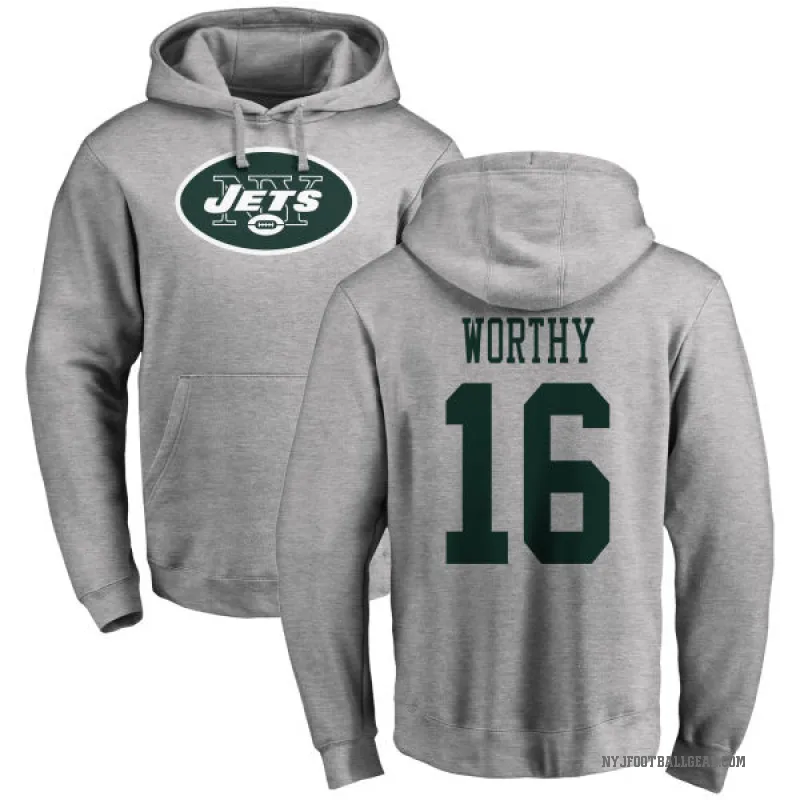 Chandler Worthy Men's New York Jets Pro Line Ash Logo Pullover Hoodie