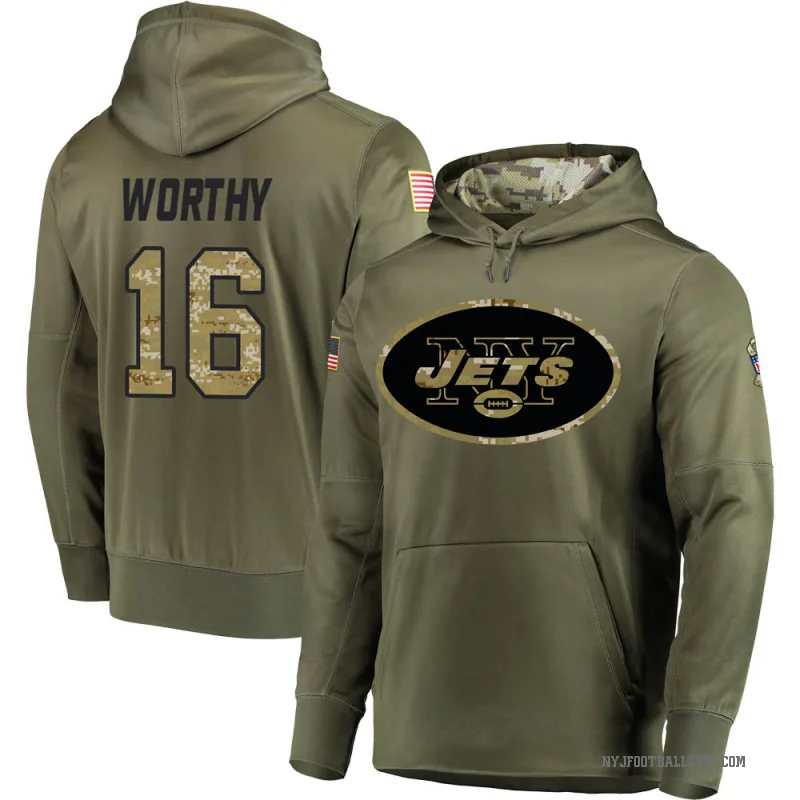 Chandler Worthy Youth Olive New York Jets Salute to Service Pullover Hoodie