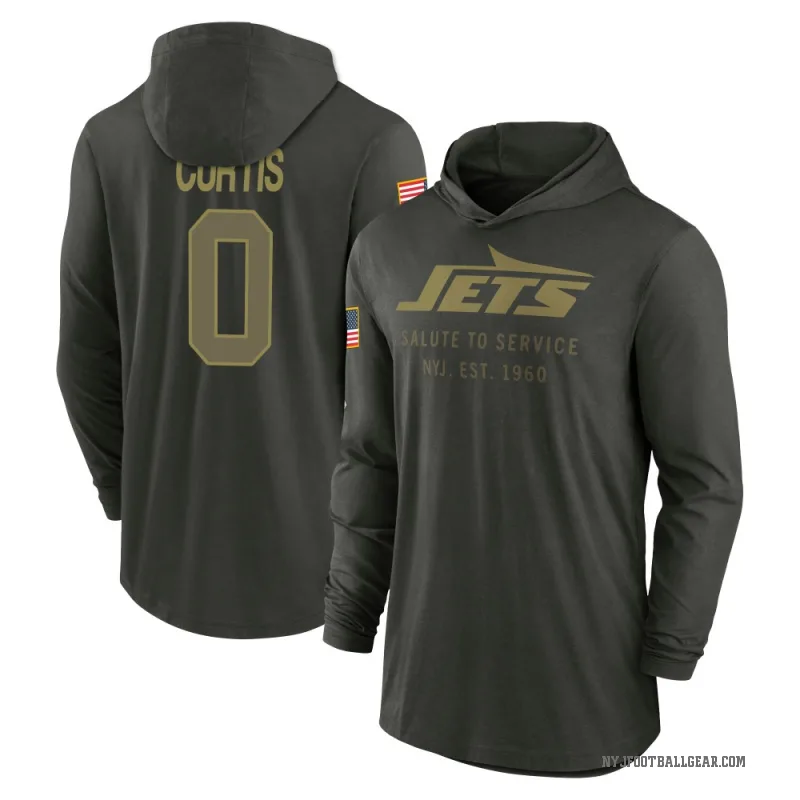 Chase Curtis Men's Green New York Jets Forest/ 2025 Salute to Service Sideline Lightweight Hooded Pullover Long Sleeve T-Shirt