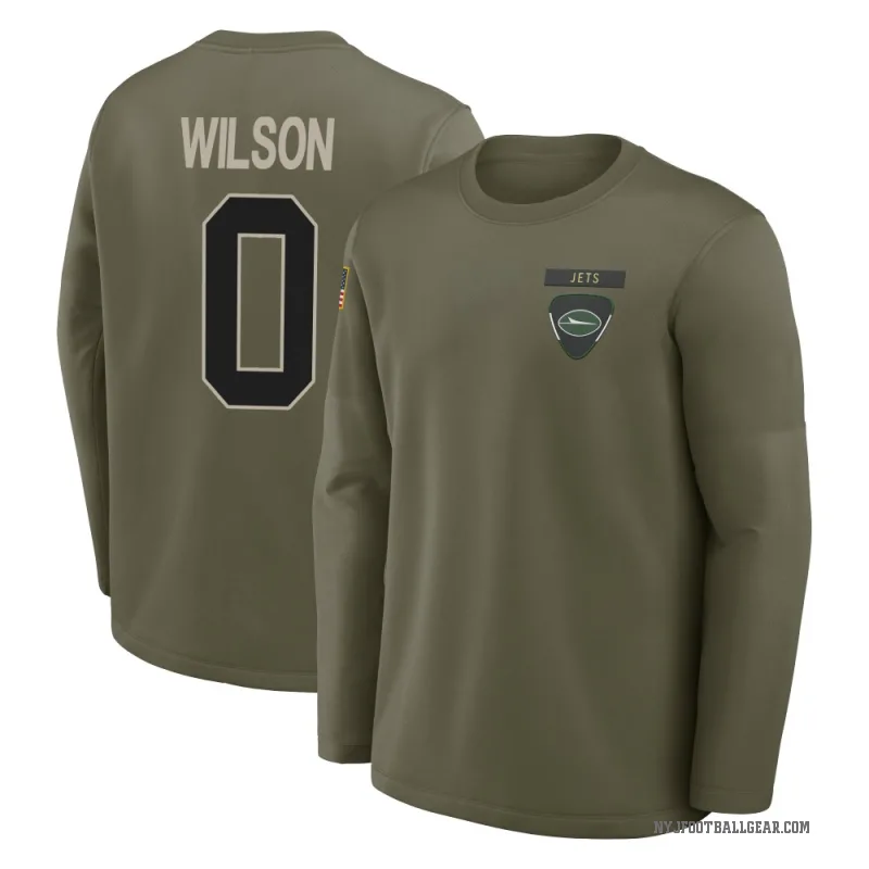 Chase Wilson Men's Olive New York Jets 2025 Salute to Service Sideline Coaches Long Sleeve T-Shirt