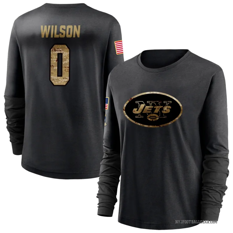 Chase Wilson Women's Black New York Jets 2020 Salute To Service Sideline Performance Long Sleeve T-Shirt