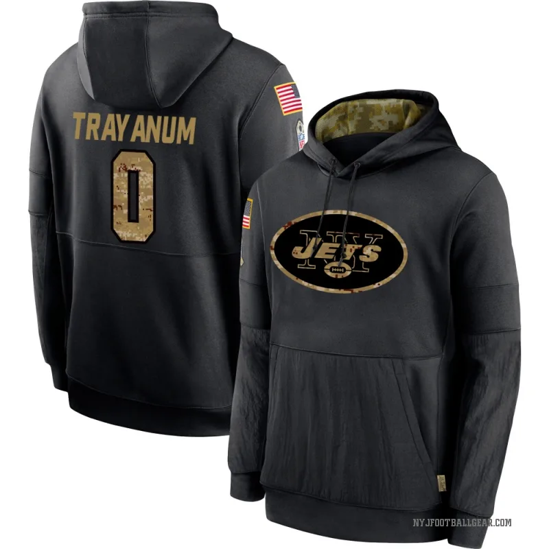 Chip Trayanum Men's Black New York Jets 2020 Salute to Service Sideline Performance Pullover Hoodie