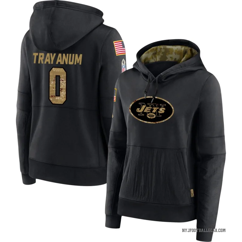 Chip Trayanum Women's Black New York Jets 2020 Salute to Service Sideline Performance Pullover Hoodie