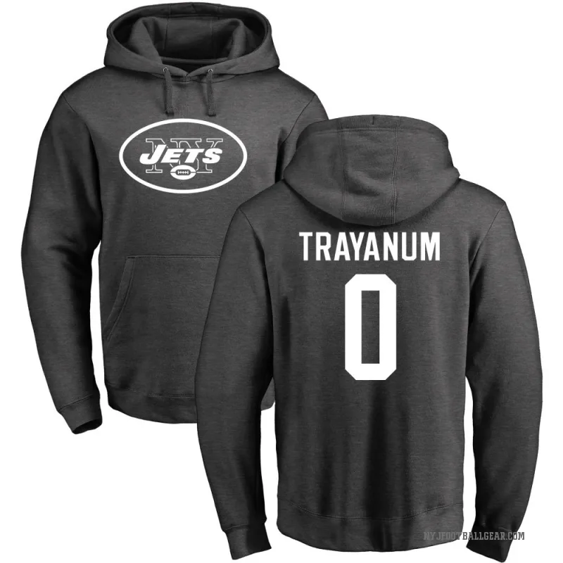 Chip Trayanum Youth New York Jets Pro Line by Branded Ash One Color Pullover Hoodie