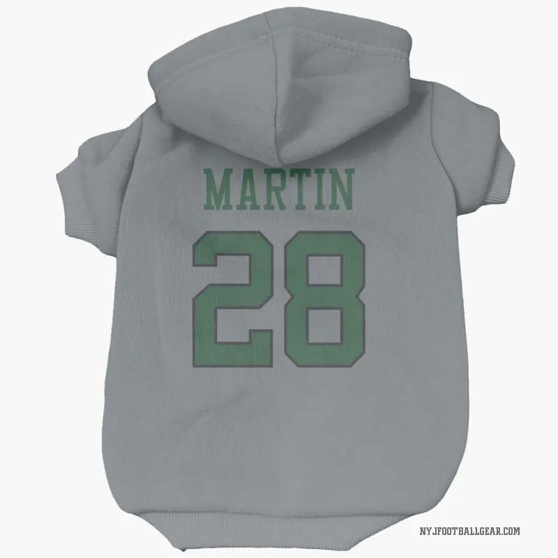 Curtis Martin  Gray New York Jets  Cat & Dog Pet Hoodie