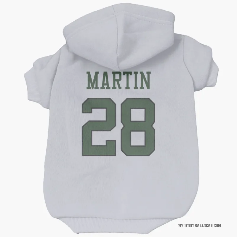 Curtis Martin  White New York Jets  Cat & Dog Pet Hoodie