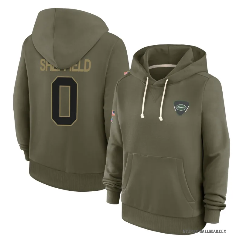 DT Sheffield Women's Olive New York Jets 2025 Salute to Service Hoodie