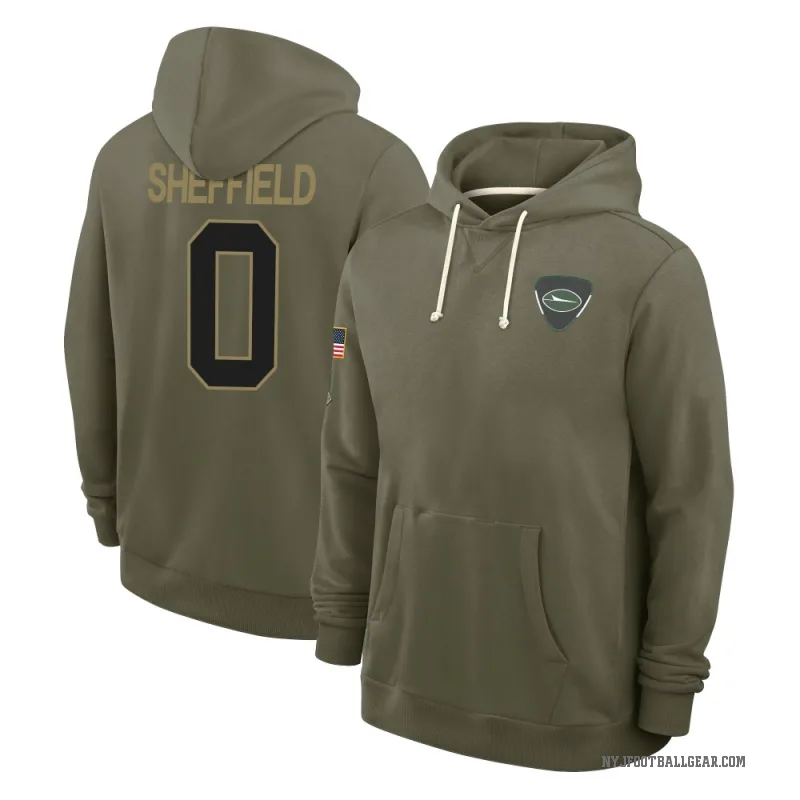 DT Sheffield Youth Olive New York Jets 2025 Salute to Service Hoodie