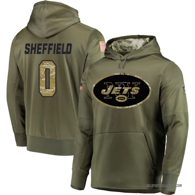 DT Sheffield Youth Olive New York Jets Salute to Service Pullover Hoodie