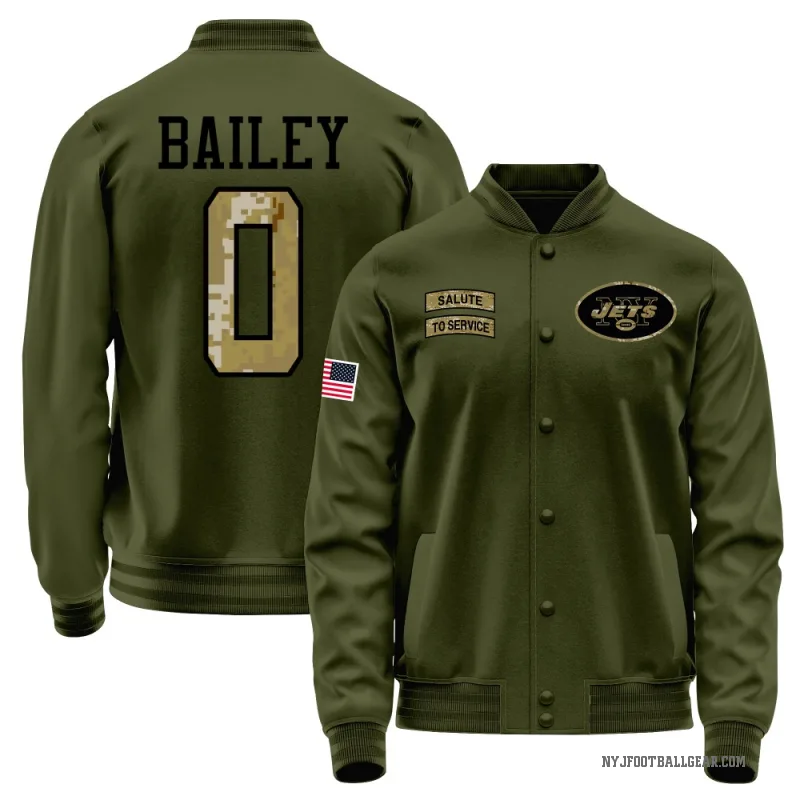 David Bailey Men's Olive New York Jets Salute to Service Sideline Performance Jacket
