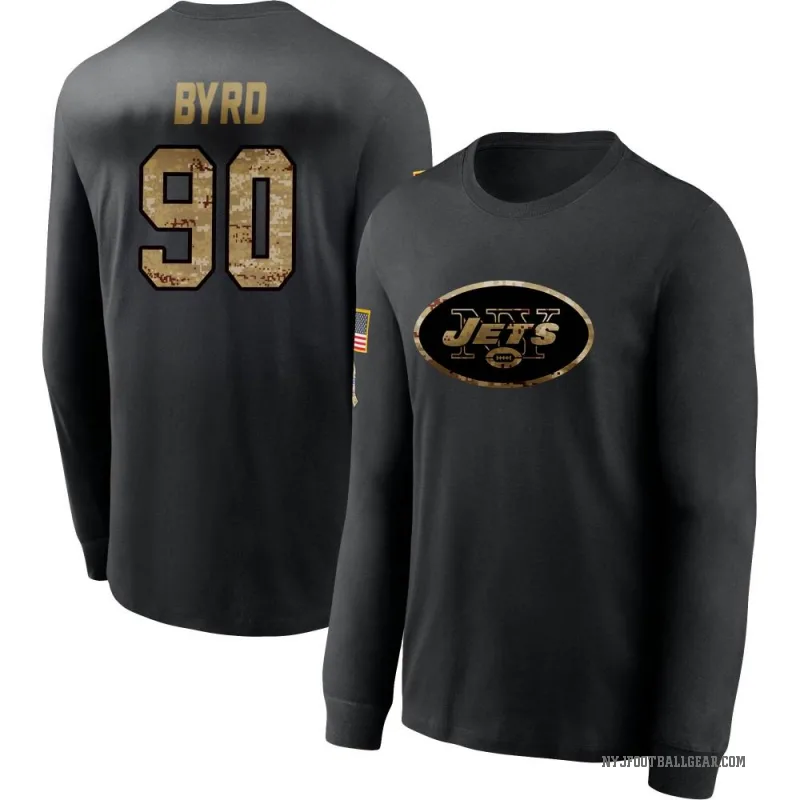 Dennis Byrd Men's Black New York Jets 2020 Salute To Service Sideline Performance Long Sleeve T-Shirt