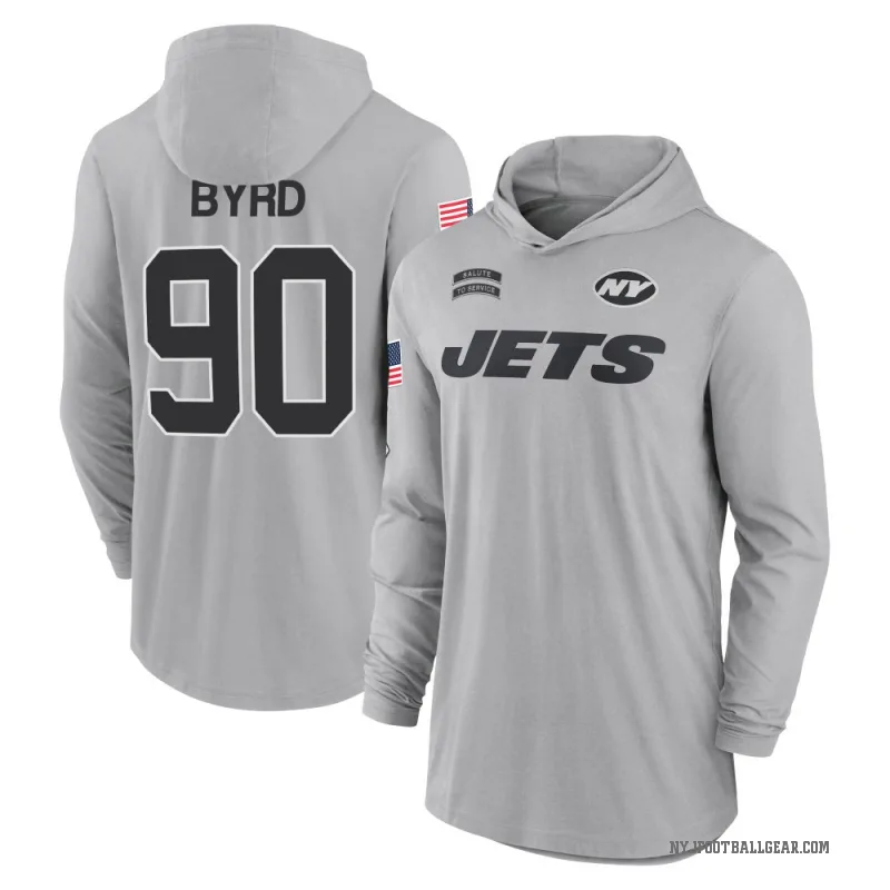 Dennis Byrd Men's Gray New York Jets 2024 Salute to Service Lightweight Performance Long Sleeve Hooded T-Shirt