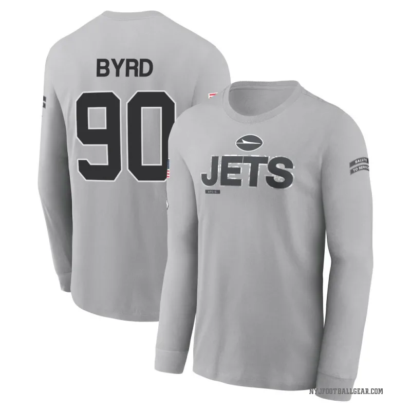 Dennis Byrd Men's Gray New York Jets 2024 Salute to Service Long Sleeve T-Shirt