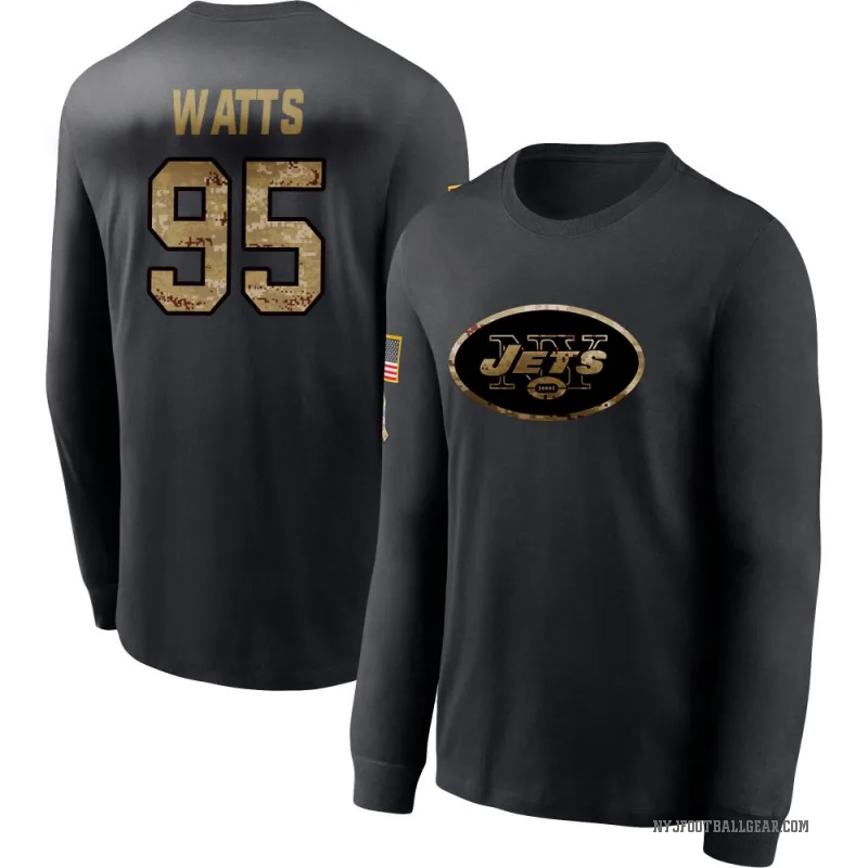 Eric Watts Men's Black New York Jets 2020 Salute To Service Sideline Performance Long Sleeve T-Shirt