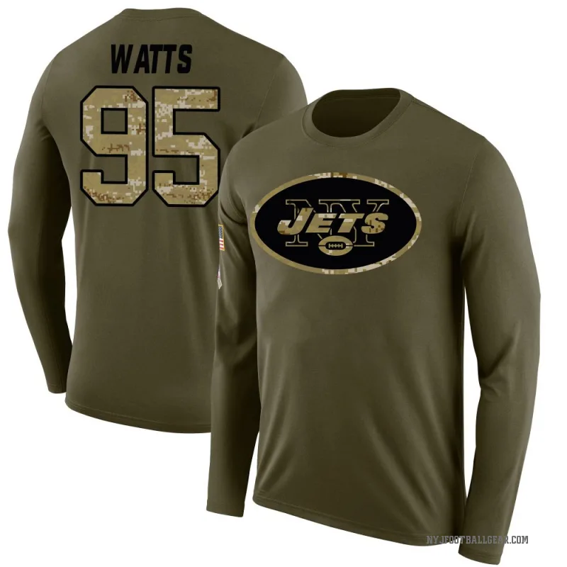 Eric Watts Youth Olive New York Jets Salute to Service Sideline Long Sleeve T-Shirt