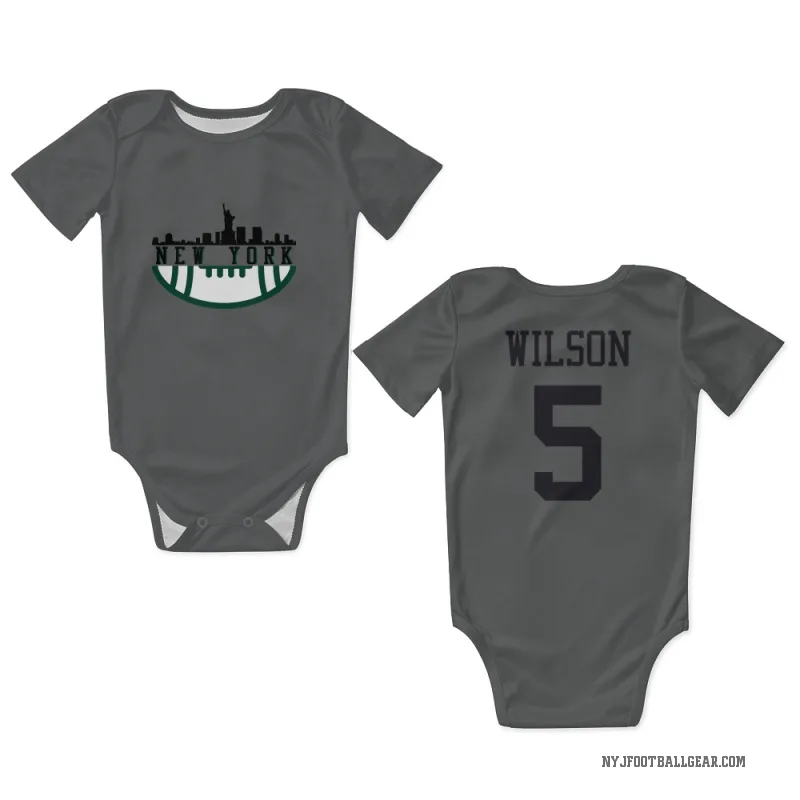 Garrett Wilson  Charcoal New York Jets  Newborn & Infant Bodysuit