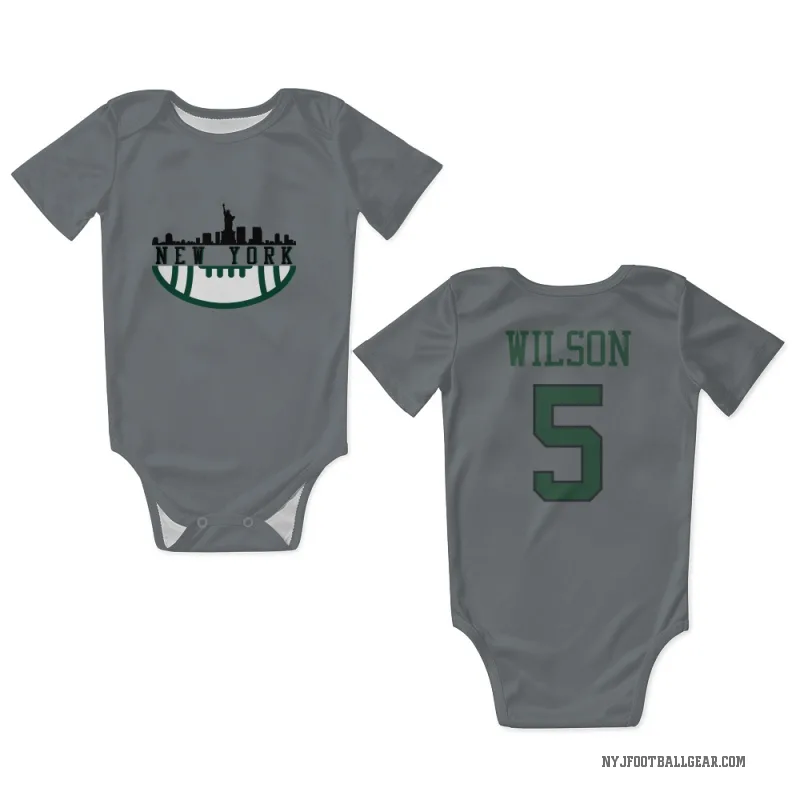 Garrett Wilson  Gray New York Jets  Newborn & Infant Bodysuit