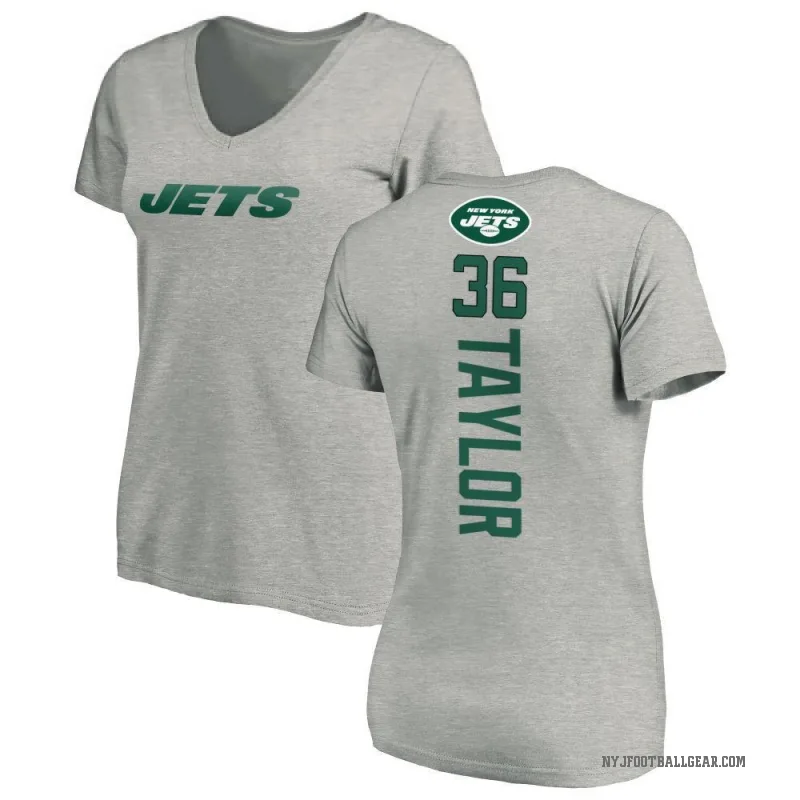 Ja'Sir Taylor Women's Ash New York Jets Backer V-Neck T-Shirt -