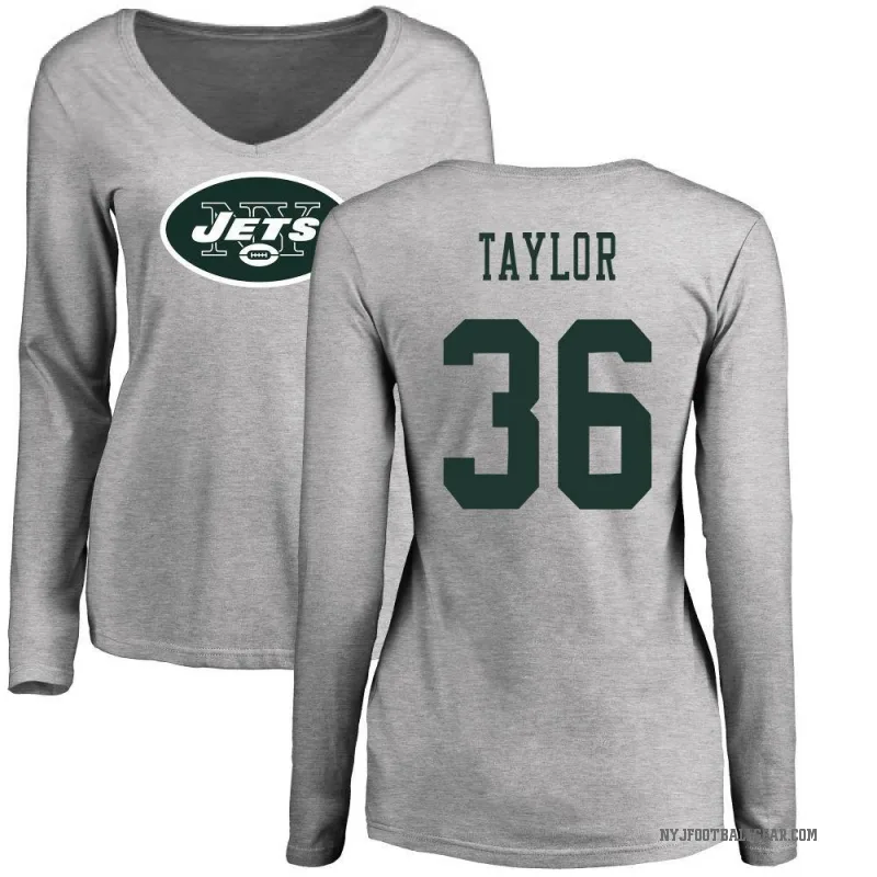 Ja'Sir Taylor Women's Ash New York Jets Logo Slim Fit Long Sleeve T-Shirt -