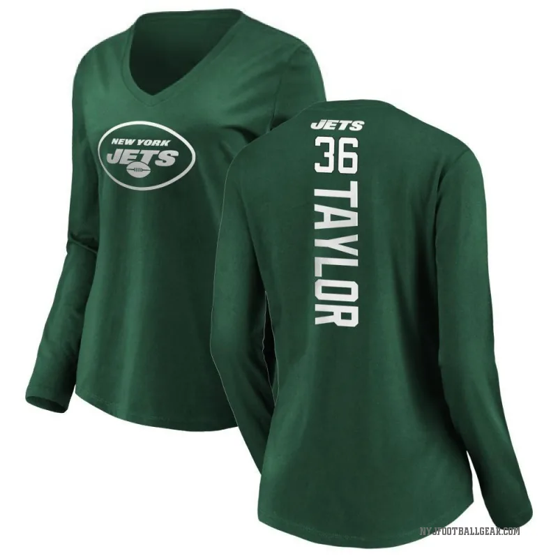 Ja'Sir Taylor Women's Green New York Jets Backer Slim Fit Long Sleeve T-Shirt -