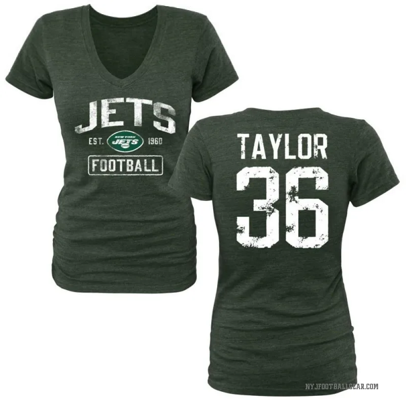 Ja'Sir Taylor Women's Green New York Jets Distressed V-Neck T-Shirt