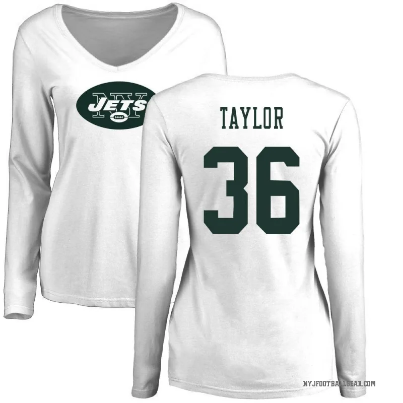 Ja'Sir Taylor Women's White New York Jets Logo Slim Fit Long Sleeve T-Shirt -