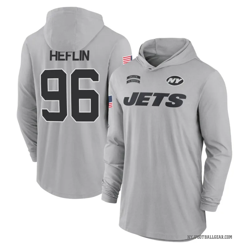 Jack Heflin Youth Gray New York Jets 2024 Salute to Service Lightweight Performance Long Sleeve Hooded T-Shirt