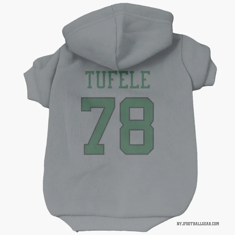 Jay Tufele  Gray New York Jets  Cat & Dog Pet Hoodie