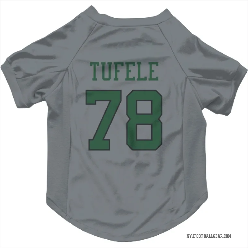 Jay Tufele  Gray New York Jets  Cat & Dog Pet Jersey