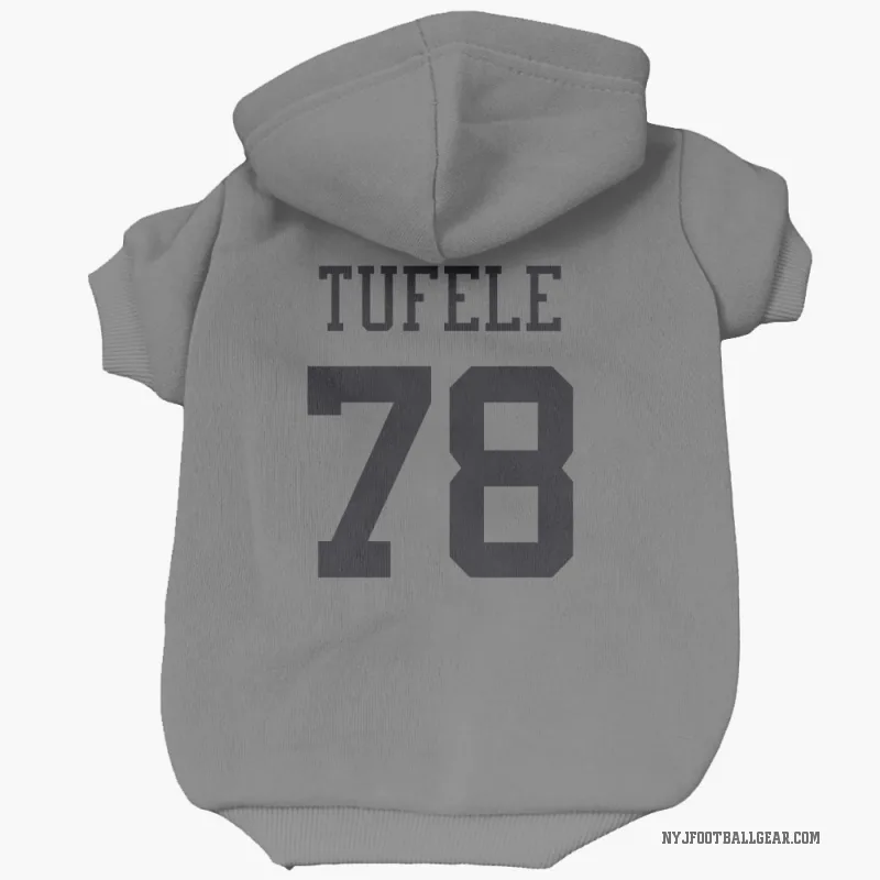 Jay Tufele  New York Jets   Silver Cat & Dog Pet Hoodie