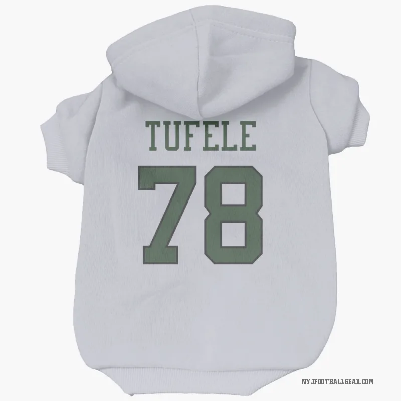 Jay Tufele  White New York Jets  Cat & Dog Pet Hoodie