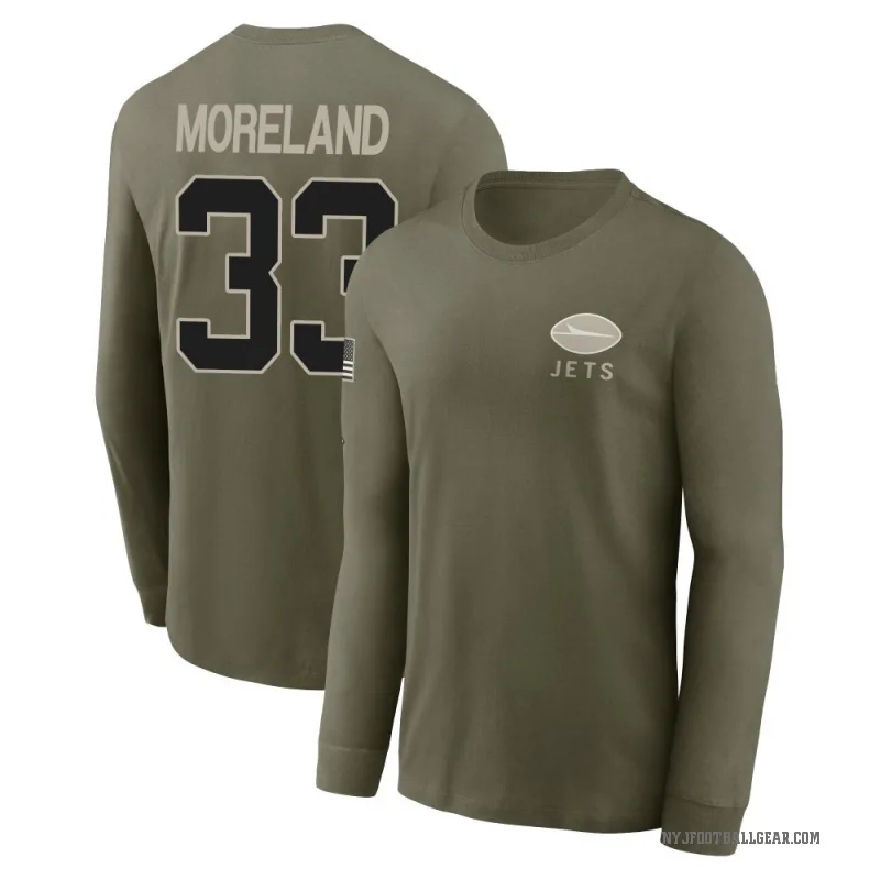 Jimmy Moreland Men's Olive New York Jets 2025 Salute to Service Sideline Long Sleeve T-Shirt