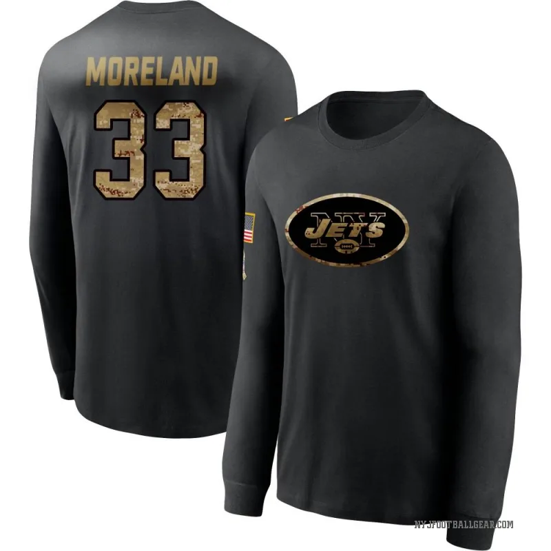 Jimmy Moreland Youth Black New York Jets 2020 Salute To Service Sideline Performance Long Sleeve T-Shirt