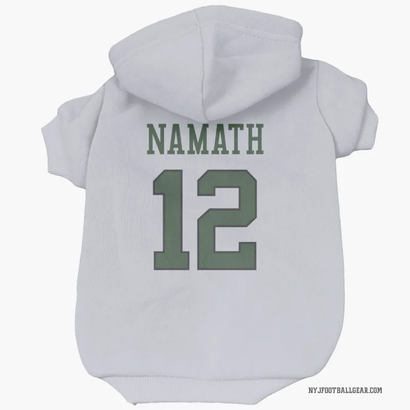 Joe Namath  White New York Jets  Cat & Dog Pet Hoodie