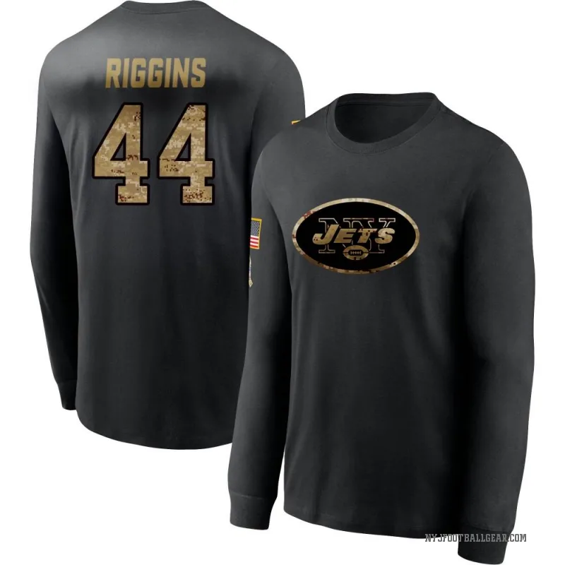John Riggins Men's Black New York Jets 2020 Salute To Service Sideline Performance Long Sleeve T-Shirt