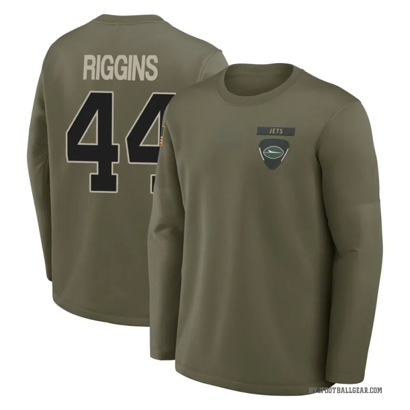 John Riggins Men's Olive New York Jets 2025 Salute to Service Sideline Coaches Long Sleeve T-Shirt