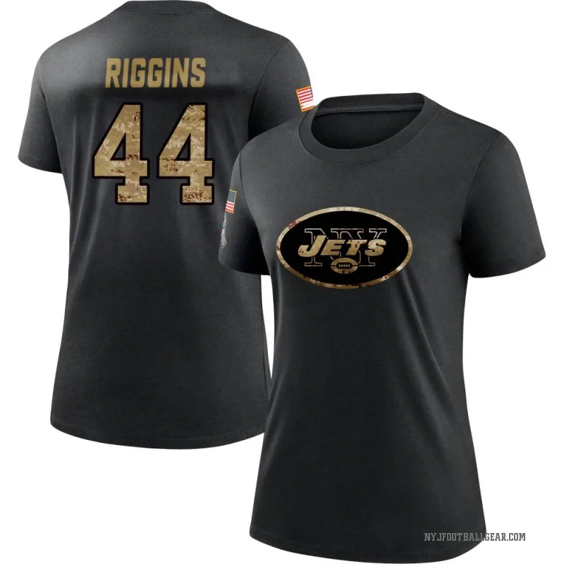 John Riggins Women's Black New York Jets 2020 Salute To Service Performance T-Shirt