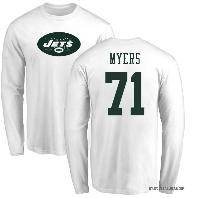 Josh Myers Men's White New York Jets Logo Long Sleeve T-Shirt -