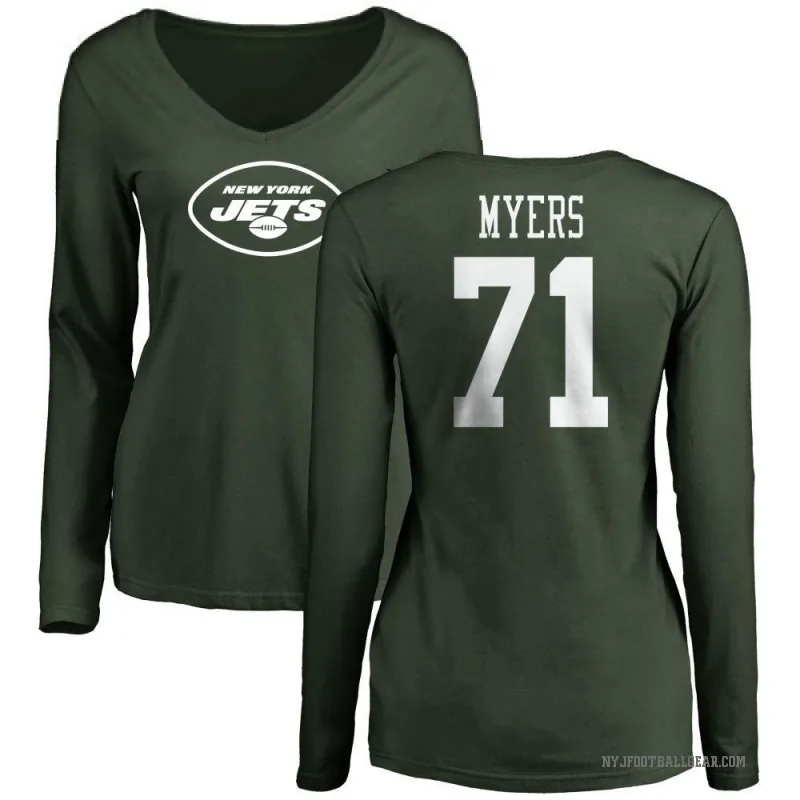 Josh Myers Women's Green New York Jets Logo Slim Fit Long Sleeve T-Shirt -
