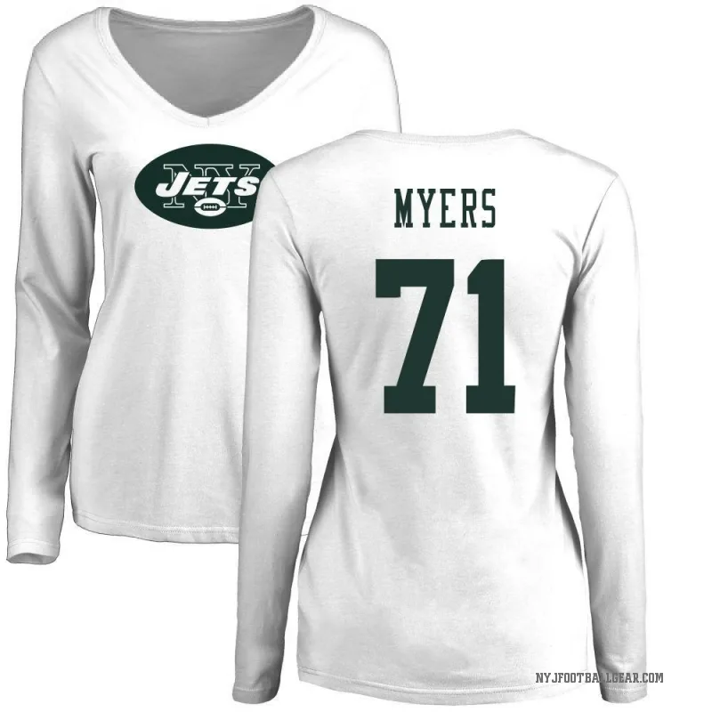 Josh Myers Women's White New York Jets Logo Slim Fit Long Sleeve T-Shirt -